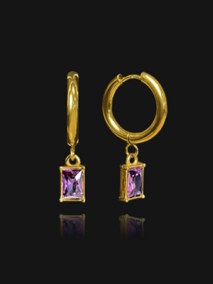 SAFFIA Amethyst Crystal Hoop Earrings - Gold