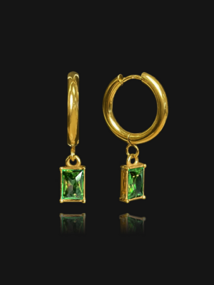 SAFFIA Emerald Hoop Earrings - Gold
