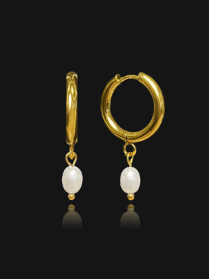 SIENNA Pearl Hoop Earrings - Gold