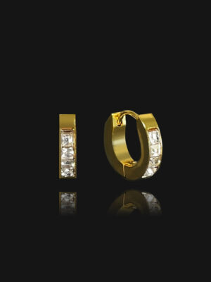 LUCIA Huggie Rhinestone Hoop Earrings - Gold