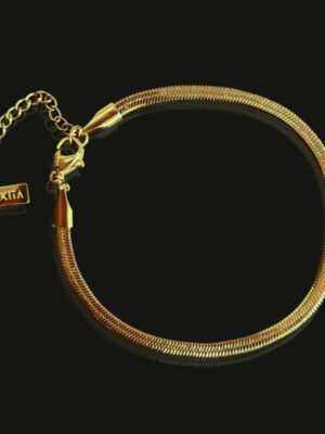 Flat Snake Chain Bracelet - Gold