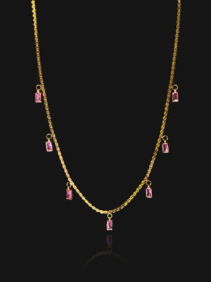 AKARI Multi Pendant Necklace - Gold | Pink