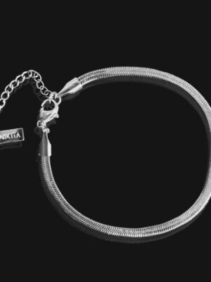 Flat Snake Chain Bracelet - Silver
