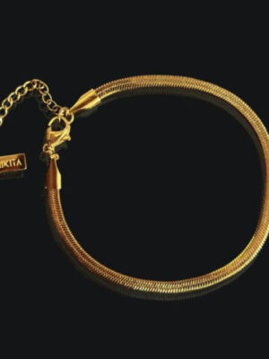 Flat Snake Chain Anklet - Gold