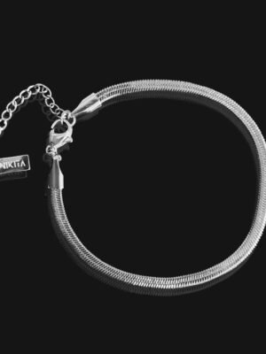Flat Snake Chain Anklet - Silver