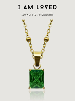 EMERALD PENDANT NECKLACE & EARRING SET