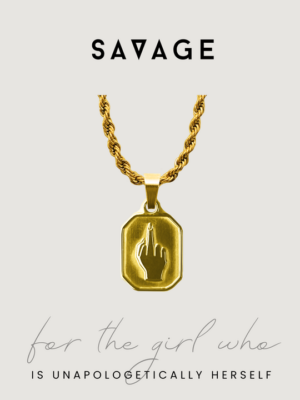 SAVAGE - Middle Finger Pendant Necklace - Gold